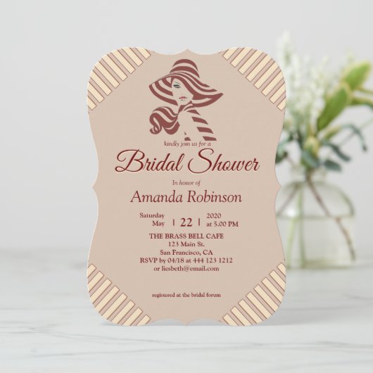 Tan - Marsala Wine & Moderne Roze Kaart (Staand voorkant)