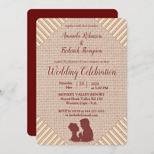 Tan - Marsala Wine Textured Wedding Kaart (Voorkant / Achterkant)