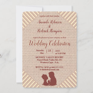 Tan - Marsala Wine Textured Wedding Kaart