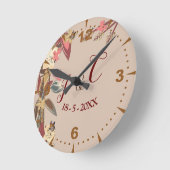 Tan - Marsala Wine & twist of Hues of Pink Clock Ronde Klok (Hoek)