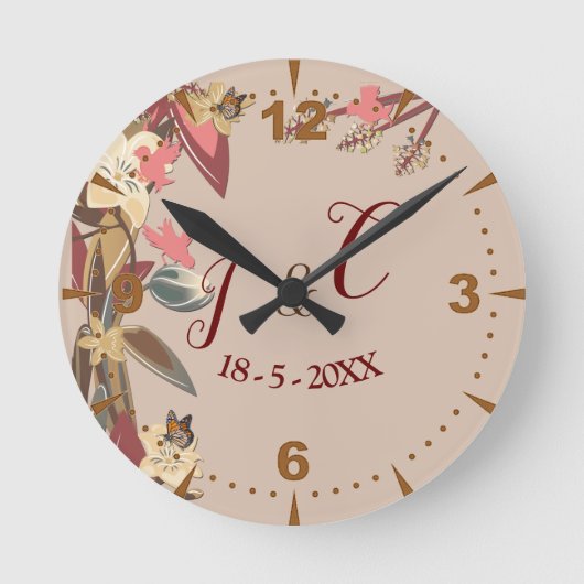 Tan - Marsala Wine & twist of Hues of Pink Clock Ronde Klok (Voorkant)