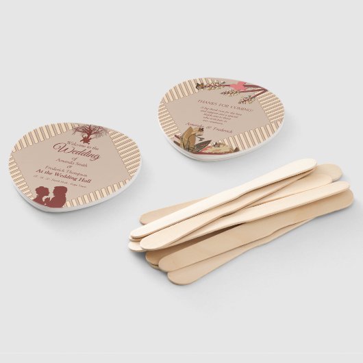 Tan - Marsala Wine & Twist of Pink Hand Fans Handwaaier (Niet-gemonteerd)