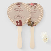 Tan - Marsala Wine & Twist of Pink Hand Fans Handwaaier (Voorkant en achterkant)