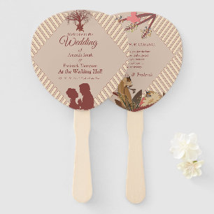 Tan - Marsala Wine & Twist of Pink Hand Fans Handwaaier