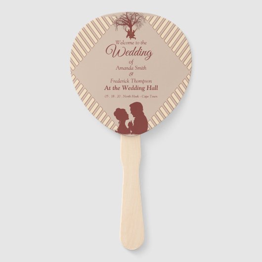 Tan - Marsala Wine & Twist of Pink Hand Fans Handwaaier (Voorkant)