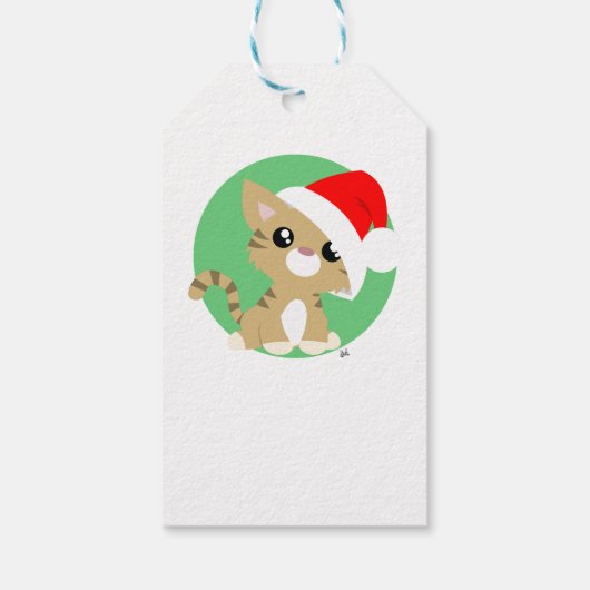 Tan Meowy kerstKat Gift Labels Cadeaulabel (Achterkant)