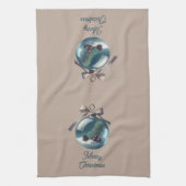 Tan Merry Christmas Ornament keukenhanddoek (Verticaal)