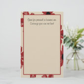 Tan met Rode Floral-grens Briefpapier (Staand voorkant)