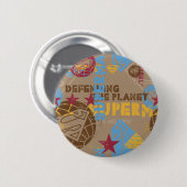 Tan met rood en lichtblauw ronde button 5,7 cm (Voorkant /achterkant)