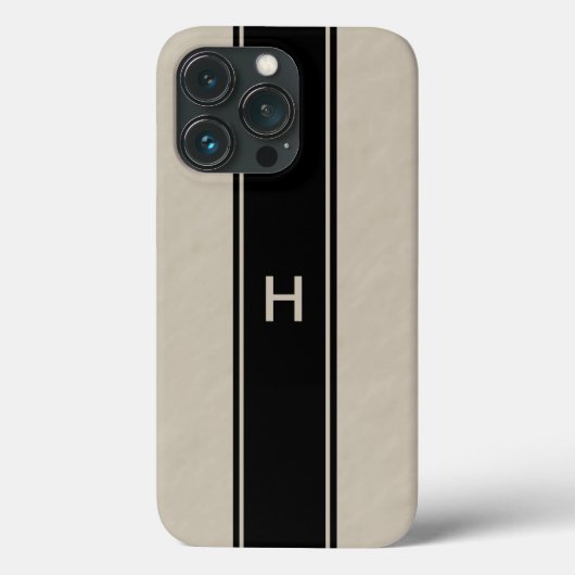 Tan met zwarte streep en Tan-monogram Case-Mate iPhone Case (Achterkant)
