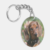 Tan Miniture Dachshund Sleutelhanger (Voorkant Links)