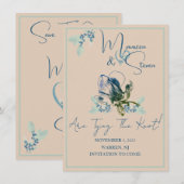 Tan, Mint, & Blue Orchid sparen de datum Kaart (Voorkant / Achterkant)