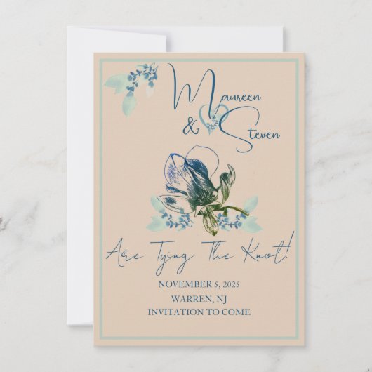 Tan, Mint, & Blue Orchid sparen de datum Kaart (Voorkant)