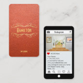 Tan Mock Leather Instagram Style Visitekaartje (Voorkant / Achterkant)