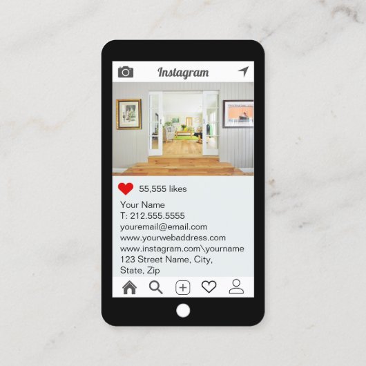 Tan Mock Leather Instagram Style Visitekaartje (Achterkant)