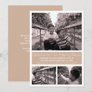 Tan Modern Minimalist Child Adoption 3 Foto Aankondiging