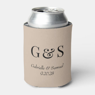 Tan Modern Monogram Bruid & bruidegom Namen Blikjeskoeler