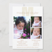 Tan Monogram Eenvoudige Adoptie 3 Fotocollage Aankondiging (Voorkant)