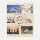 Tan Monogrammed Gepersonaliseerde 6 foto Fleece Deken (Voorkant)