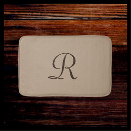 Tan Monogrammed Plush Badmat