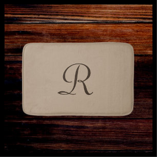 Tan Monogrammed Plush Badmat