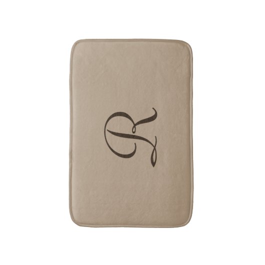 Tan Monogrammed Plush Badmat (Voorkant Verticaal)