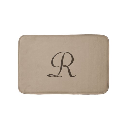 Tan Monogrammed Plush Badmat (Voorkant)