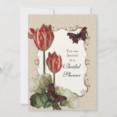 Tan n Cream Red Tulip Damask - Vrijgezellenfeest Kaart (Achterkant)