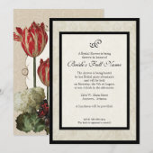 Tan n Cream Red Tulip Damask - Vrijgezellenfeest Kaart (Voorkant / Achterkant)