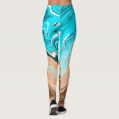 Tan naar Blue Ombre Fluid Art Leggings (Achterkant)