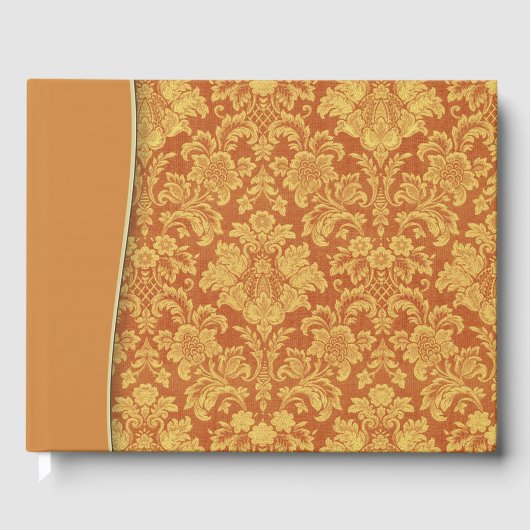 Tan Natural Damask Wedding of Shower Guestbook Gastenboek (Voorkant)