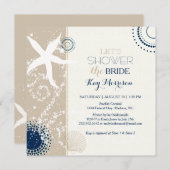 Tan Navy Blue Ivory Beach Vrijgezellenfeest Kaart (Voorkant / Achterkant)