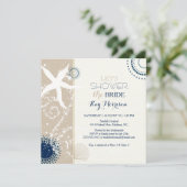 Tan Navy Blue Ivory Beach Vrijgezellenfeest Kaart (Staand voorkant)