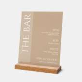 Tan Neutraal Tweetonige bruiloft Bar Menu Acryl Bord (Hoek)