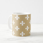 Tan Neutral Fleur de Lys Koffiemok (Voorkant links)