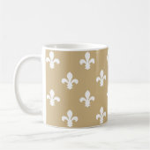 Tan Neutral Fleur de Lys Koffiemok (Links)