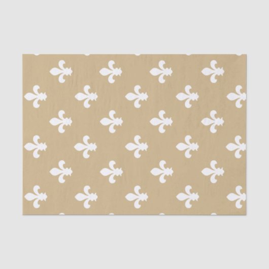 Tan Neutral Fleur de Lys Tissuepapier (Voorkant)