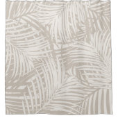Tan Off-White Neutral Palm Leaf Pattern Tropical Douchegordijn (Voorkant)