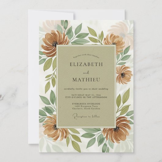 Tan Organic Autumnal Wedding Kaart (Voorkant)