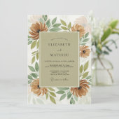 Tan Organic Autumnal Wedding Kaart (Staand voorkant)