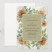 Tan Organic Autumnal Wedding Kaart (Voorkant / Achterkant)