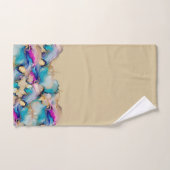 Tan Paars Blue Gold Wash Waterverf Abstract Bad Handdoek (Handdoek)