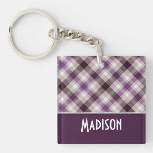 Tan & Paarse Plaid Sleutelhanger