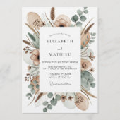 Tan Painterly Bloom Wedding Kaart (Voorkant)