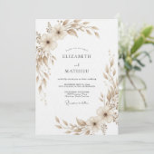 Tan Painterly Botanical Wedding Kaart (Staand voorkant)