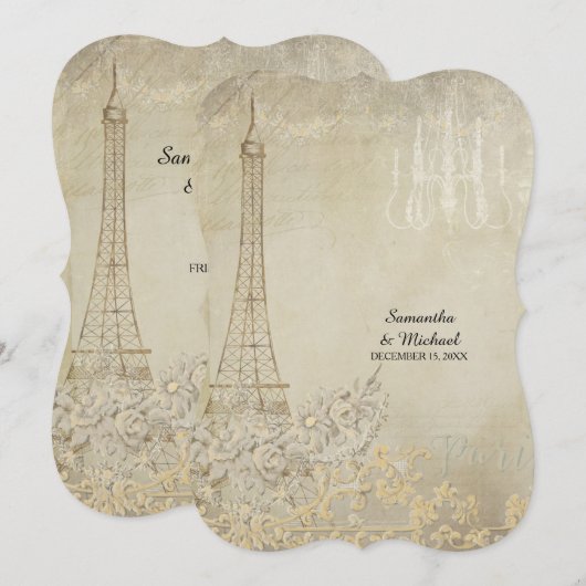 Tan Paris Parisian Rehearsal Dinner Kaart (Voorkant / Achterkant)