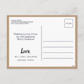 Tan Pas getrouwd 1e kerstfoto Snowflake Feestdagenkaart (Achterkant)