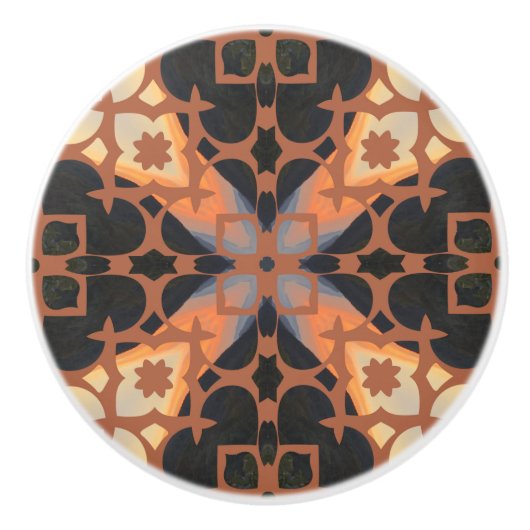 Tan Pattern Drawer Pull Keramische Knop (Voorkant)