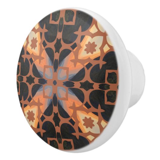 Tan Pattern Drawer Pull Keramische Knop (Rechts)