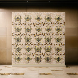 Tan Pattern HoneyBee Design | Keramische tegel Tegeltje